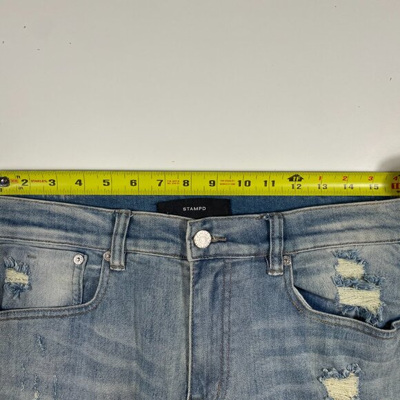 Stampd Destroyed Light Wash Stretch Denim Jeans men's size 32x29 - Picture 8 of 10